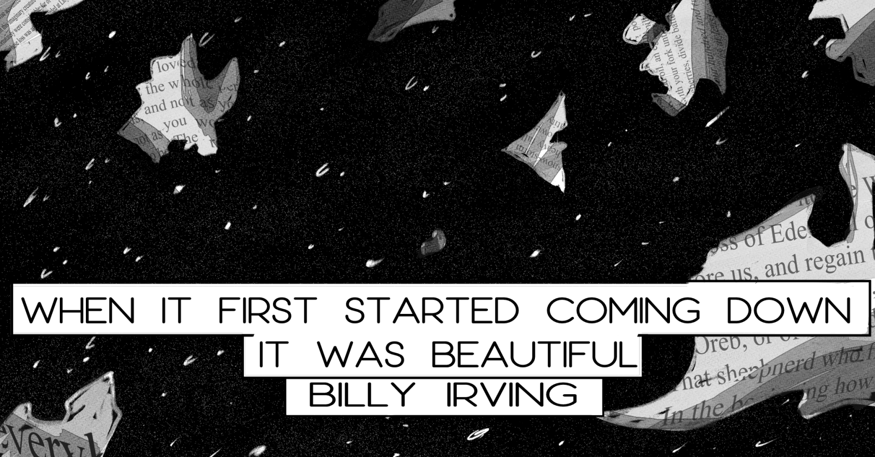 WHEN IT FIRST STARTED COMING DOWN IT WAS BEAUTIFUL by Billy Irving