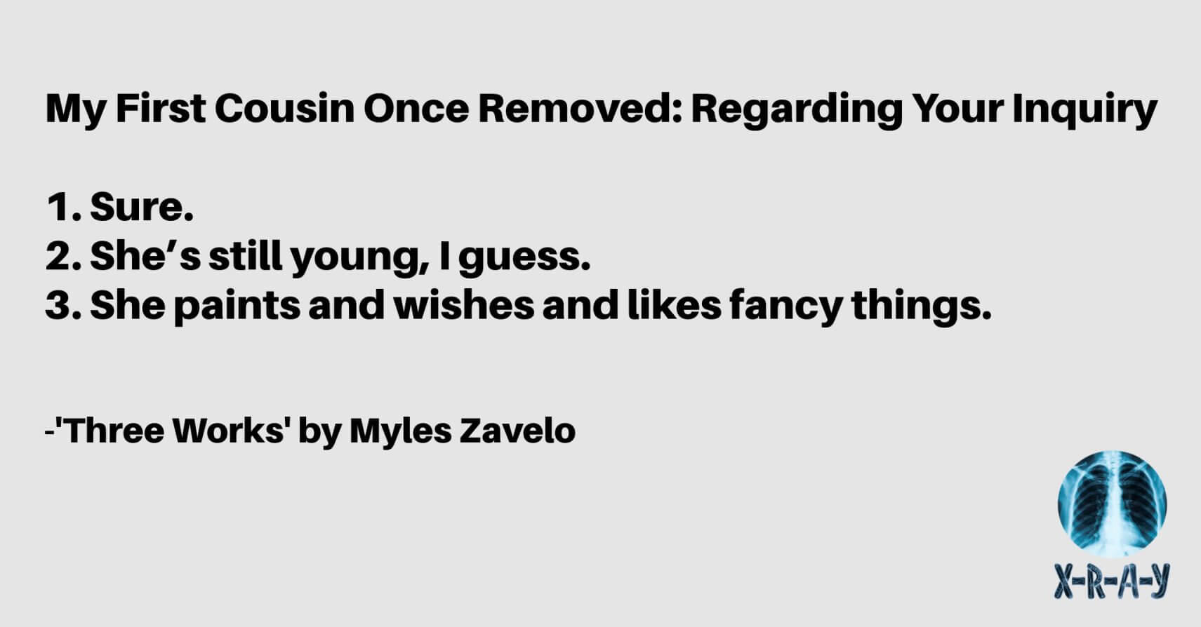 THREE WORKS by Myles Zavelo